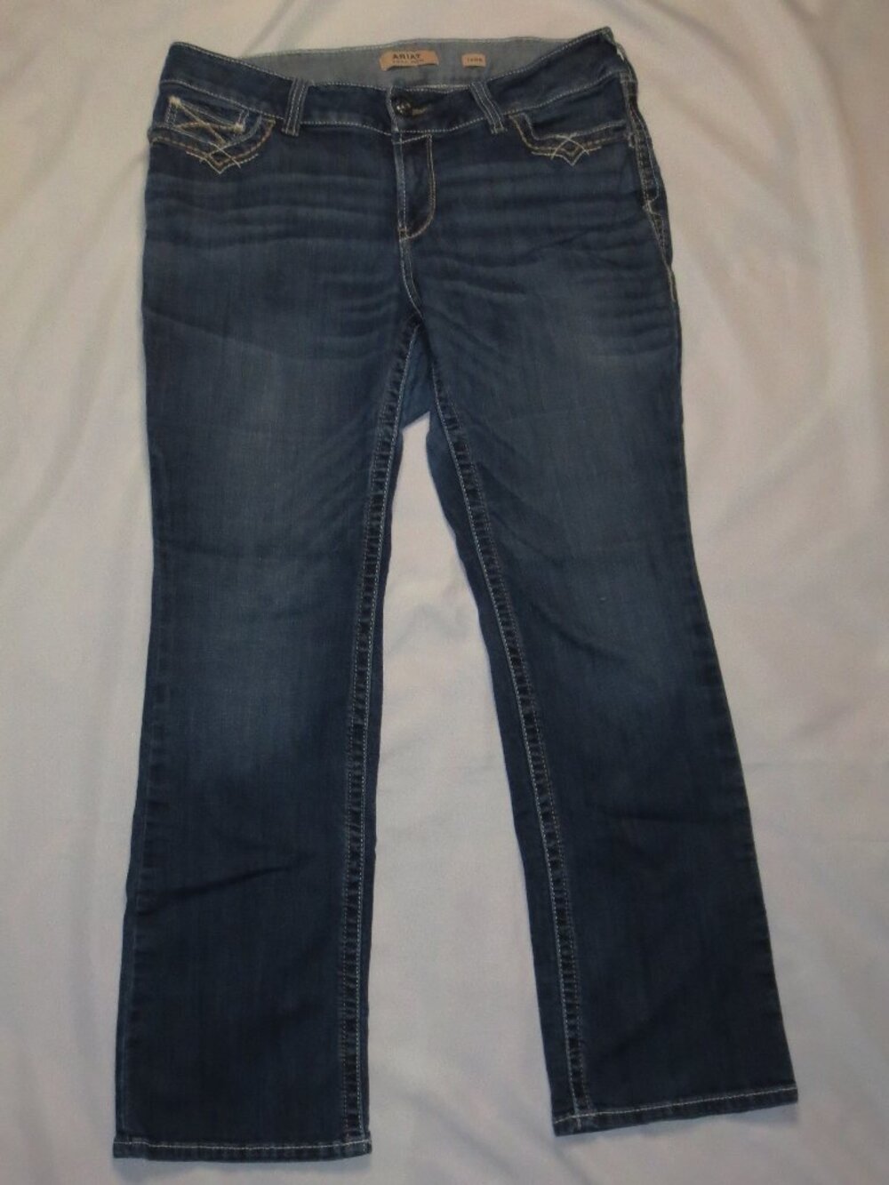 ARIAT womens JEANS blue MID RISE BOOT CUT embroidered COWBOY western DENIM 16WR